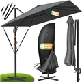 Produktbild: KESSER® Sonnenschirm Ampelschirm SUN XL 300 x 300 cm Inkl. Abdeckung +Windsicherung Drehbar Neigbar Kippbar Marktschirm Groß 360° Rotation, Gartenschirm mit Kurbel Sonnenschutz UV50+