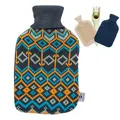 Produktbild: Wärmflasche 2 l mit Bezug Diamanten Muster extra Wärme Überzug Gummi Bettflasche