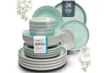 Produktbild: PURE LIVING INTERIOR DESIGN Geschirr-Set 6 Pers. - Steingut Geschirr Set - Schüssel- und Teller Set (24-tlg), 6 Personen, Steingut, Hochwertiges Mediterranes Kombiservice 6 Personen Geschirrsets