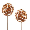 Produktbild: Gartenstecker Gartendekoration 2er Set Dekostecker rusty flower ball - H 110 cm