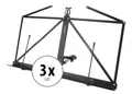 Produktbild: Kompakter Tischnotenständer im 3er Set schwarz für Volksmusik & Streicher + Etui