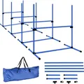 Produktbild: PawHut Agility-Set für Hunde 4-teilig 99x65x94 cm höhenverstellbar mit 2 Hürdenstangen 2 Slalomstangen & 4 Bodenstangen aus Kunststoff Blau   Aosom.de