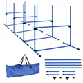 Produktbild: PawHut Agility Hürdenset Slalom Stangen Hunde Training Set 4 x Hürden, Kunststoff, Blau, 95x65x95cm