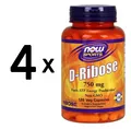 Produktbild: 4 x NOW Foods D-Ribose, 750mg - 120 vcaps (229,15 EUR/kg)