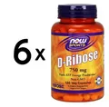 Produktbild: 6 x NOW Foods D-Ribose, 750mg - 120 vcaps (222,21 EUR/kg)
