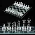 Produktbild: Glas Schachspiel Hochwertig 25 × 25 cm Tragbares Reiseschach Anfänger Schachspiel Schachbrett Schachset Chess Board Schach für Kinder und Erwachsene