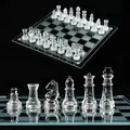 Produktbild: Glas Schachspiel Hochwertig 25 × 25 cm Tragbares Reiseschach Anfänger Schachs...