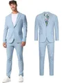 Produktbild: JEFF Herren JFEzra Set Anzug 2-teilig Sakko Hose Bundle | elastischer Herrenanzug Regular Fit für Männer Sky Way, 54