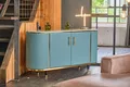 Produktbild: KAWOLA Sideboard MARIA Marmorplatte Kunstleder hellblau