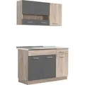 Produktbild: Homestyle4u Küchenzeile ohne Geräte 120 cm Eiche Matt 2359