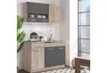 Produktbild: Homestyle4u Küchenzeile 120 cm ohne Geräte Singleküche Küchenschränke Grau matt Eiche Braun, (Oberschränke, Unterschränke, 2 Arbeitsplatten, Einbauküche), Küchenblock, Einbauküche, Miniküche