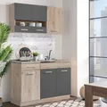 Produktbild: Küchenzeile ohne Geräte Grau 120 cm Küche Küchenblock Einbauküche Homestyle4u