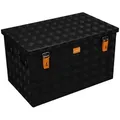 Produktbild: ALUBOX Aufbewahrungsbox Riffelblech Gartenbox outdoor Alukiste schwarz (150 Liter), Fangbänder im Deckel - 4 Standfüße mit M10 Innenwinde - abschließbar schwarz 150 l | 50 cm x 47.5 cm x 78 cm