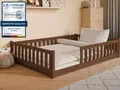 Produktbild: Kids Collective Kinderbett Bodenbett Bett mit Rausfallschutz & Lattenrost Montessori Bett Kinder (weitere Größen 80x160, 80x180, 90x190, 90x200, 120x200 cm), Gitterbett Jugendbett Einzelbett Zartbitterschokolade 140x200 cm