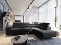 Produktbild: Masseno Ecksofa APIRO R-S mit Schlaffunktion L-Form, Sofa mit Bettkasten, Wohnzimmersofa, Couch, Soffa, Bettsofa, Couchgarnitur- Schwarz, POSO 135