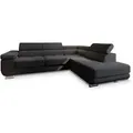 Produktbild: ECKSOFA APIRO R-S Schwarz Kordstoff mit Schlaffunktion
