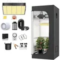 Produktbild: JUNG Gewächshaus Growbox Komplettset Anzuchtset + Zuchtzelt LED Lampe Anbau Pflanzen, BxTxH: 80 x 80 x 180,00 cm, Growbox, Gewächshaus Komplett Set - Schwarz