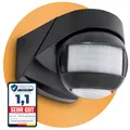 Produktbild: SSC-LUXon KELEA Bewegungsmelder schwarz aussen & innen Aussenbereich IP54 für Wand, Decke & Ecken - PIR Sensor bis 12m Winkel 180° & 360° schwenkbar mit Dämmerungssensor
