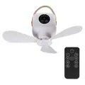 Produktbild: Mobiler Deckenventilator Akku Ø26 cm Weiß – leiser Ventilator mit Fernbedienung, Licht & Timer, tragbar mit Aufhänger für Camping & Zuhause - Weiß