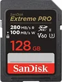 Produktbild: SanDisk Extreme PRO SDXC 128GB UHS-II V60 U3 | 280 MB/s Lesen | 100 MB/s Schreiben | Class 10 | Speicherkarte
