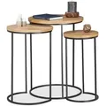 Produktbild: Relaxdays - Beistelltisch 3er Set, Runde Ablage, Satztische In 3 Größen, Ineinander Stellbar, Metall Und Mangoholz, Natur