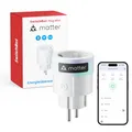 Produktbild: SwitchBot Plug Mini Matter-fähig mit Leistungsüberwachung, WLAN Steckdose kompatibel mit Alexa, Google Home, Apple Home und Home Assistant (via Matter), Sprachsteuerung, Fernzugriff, 16A Type-F