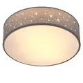 Produktbild: MONZANA® Deckenlampe Sternenhimmel Wohnzimmer Schlafzimmer E27 Grau Rund 30cm Stoffschirm 1-Flammig 40W Küche Lampe Deckenleuchte Stoffdeckenlampe