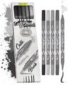 Produktbild: Online Brush-Pen Set Calli.Brush Grey I 5 Double-Tip Pinselstifte mit Kalligrafie-Spitze & Pinselspitze in 5 Grautönen I Handlettering Stifte als Kalligraphie Set für Bullet Journals, Aquarell & Co
