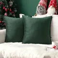 Produktbild: MIULEE 2er Set Samt Kissenbezug Weihnachten Flansch Kissenhülle Dekorative Sofakissen Dekokissen Umwickelte Kante Kissenbezüge Zierkissenbezug für Sofa Wohnzimmer Schlafzimmer 45x45 cm Dunkelgrün