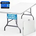 Produktbild: Casaria® Gartentisch 180x75cm Klappbar Wetterfest Tragbar Kunststoff Garten Terrasse Camping Balkontisch Klapptisch Campingtisch Buffettisch Weiß