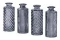 Produktbild: 4er Set Vase Schwarz Grau H13cm Glas Blumenvase Tischdeko Blumendeko Glasvase Dekovase