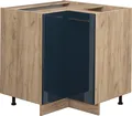 Produktbild: Vicco Eckunterschrank Fame-Line, 80.5 cm ohne Arbeitsplatte, Dunkelblau Hochglanz/Goldkraft Eiche