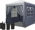 Produktbild: Pop-Up-Pavillon 2,5 x 2,5 m Smoky Grau mit 4 Easy-Klett Seitenwänden und 4 Fußgewichten