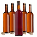 Produktbild: KADAX Weinflasche aus Glas mit Korken , 750ml, Braun, 10 Stück
