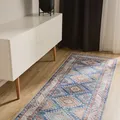 Produktbild: benuta Basic Waschbarer Teppich George - Blau 80x240 cm - Kunstfaser - Läufer & im Style: Vintage, Elegant, Retro - Pflegeleicht für Wohnzimmer Schlafzimmer Flur