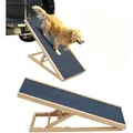 Produktbild: Dayplus - Neu 100cm Lang Hölzerne Hundetreppe Hunderampe Für Auto Höhenverstellbar Hunderampe Für Auto Für Großen Hund Haustier Rampe, Anti-rutsch