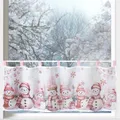 Produktbild: Scheibengardine Weihnachten Deko Gardine Schneemann rosa Fensterdeko Typ651