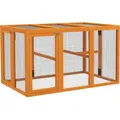 Produktbild: PawHut Hühnerstall Freilaufgehege Holz für Hühner 140 x 84,5 x 80,5 cm mit Doppeltür, Sitzstange, Hasenstall Kaninchenstall Orange   Aosom