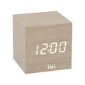 Produktbild: T'nB - Digitaler Würfel-Wecker, Netzstromversorgung, 3 programmierbare Weckzeiten, Berührungs- oder Sprachaktivierung, Anzeige von Uhrzeit, Datum, Temperatur, einstellbare Helligkeit - Farbe Holz