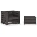 Produktbild: vidaXL 2 Tlg Garten-Paletten-Lounge-Set Kiefernholz Grau Imprägniert 316199