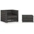 Produktbild: vidaXL 2-tlg. Garten-Paletten-Lounge-Set Kiefernholz Grau Imprägniert