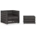 Produktbild: 2-tlg. Garten-paletten-lounge-set Kiefernholz Grau Imprägniert - Vidaxl