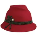 Produktbild: LODENHUT MANUFAKTUR Dirndl Trachtenhut Wollfilz Tirolerhut Uni Kordel Made in Italy Damen Sommer Winter rot One Size