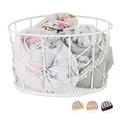 Produktbild: Relaxdays Drahtkorb, rund, Vintage Design, Aufbewahrung, Kleidung, Accessoires, Deko Korb, Metall, ∅ 22 cm, weiß