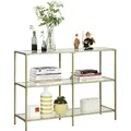 Produktbild: VASAGLE Konsolentisch Beistelltisch, Breite 100cm, 3 Ebenen, Hartglas - Gold