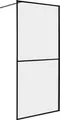 Produktbild: BELIANI Duschwand Schwarz Sicherheitsglas u. Aluminium 195 cm Hoch 90 cm Breit mit Wandprofil ohne Tür Modern Klarglas Walk-In Dusche für Badezimmer