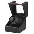 Produktbild: LINGFANSTORE Automatische Uhrenbeweger Box,luxuriöser Uhrenbeweger,Uhrengehäuse mit leisem Mabuchi Motor,Batteriebetrieb oder Netzteil PU Leder Nicht geeignet für große Uhren(Faser aus Kohlenstoff)