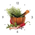 Produktbild: levandeo Wanduhr Glas 20x20cm Kräuter Schale Chili Glasuhr Uhr Glasbild Küchendeko Küchenbild Deko Wandbild
