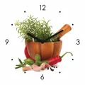 Produktbild: Wanduhr Glas 20x20cm Kräuter Schale Chili Uhr Glasbild Küche Küchenbild Deko