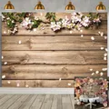 Produktbild: 7x5FT Blumenhintergrund Wand Holzboden Fotografie Hintergrund Grünes Blatt Ro...